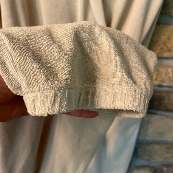 Women’s Tan Jumpsuit Sleeveless Adjustable Tie Waist Cropped Leg Terry large - Picture 13 of 13